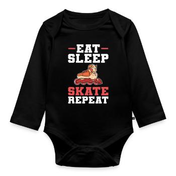 Roller Skating Roller Skates Inline Skates - Organic Longsleeve Baby Bodysuit - black - Front
