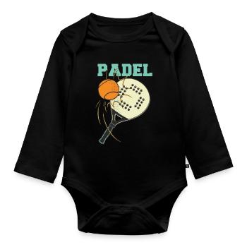 Padel Tennis Paddle Paddle Ball Padel Platform - Organic Longsleeve Baby Bodysuit - black - Front