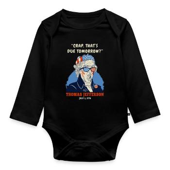 Jour de l’indépendance Thomas Jefferson 4 juillet - Body Bébé bio manches longues - noir - Devant