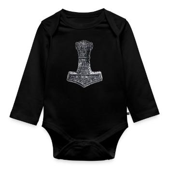Original Thors Hammer Vikings Symbole celtique - Body Bébé bio manches longues - noir - Devant