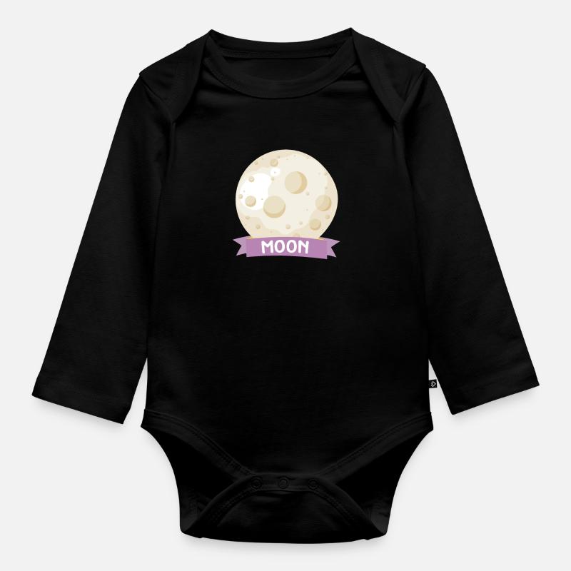 Planet Moon Space gift - Baby Bio-Langarm-Body - Schwarz