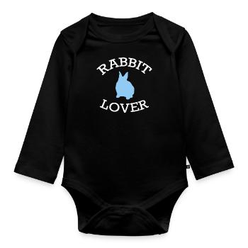 lièvre - Body Bébé bio manches longues - noir - Devant
