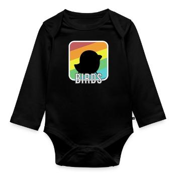 bird - Organic Longsleeve Baby Bodysuit - black - Front