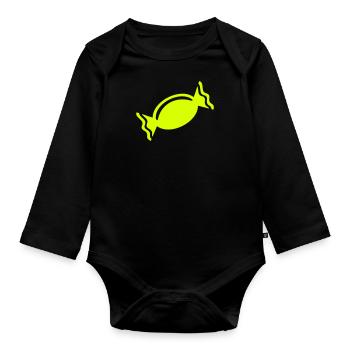 Candy - Organic Longsleeve Baby Bodysuit - black - Front