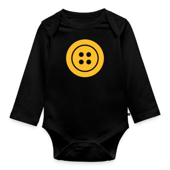 Button - Organic Longsleeve Baby Bodysuit - black - Front
