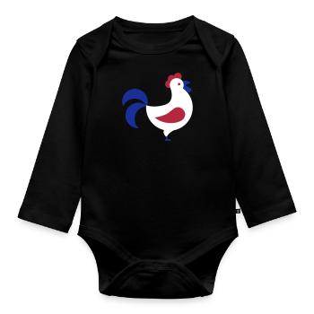 France Français Française French Frankreich - Organic Longsleeve Baby Bodysuit - black - Front