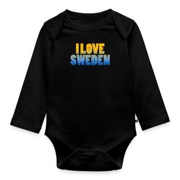 Ich Liebe Schweden Mit Den Farben Der Flagge - Baby Bio-Langarm-Body - Schwarz - Vorne