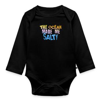 The ocean made me salty - Baby Bio-Langarm-Body - Schwarz - Vorne