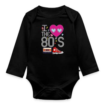 I Heart The 80's - Body Bébé bio manches longues - noir - Devant