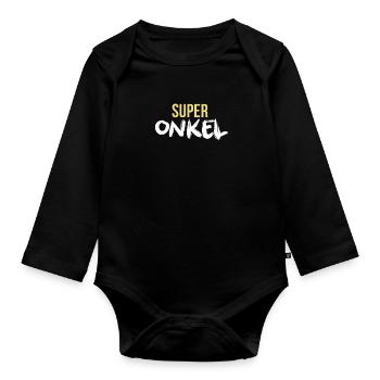 SUPER UNCLE - Body Bébé bio manches longues - noir - Devant