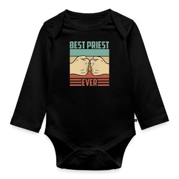 Best priest ever - Organic Longsleeve Baby Bodysuit - black - Front
