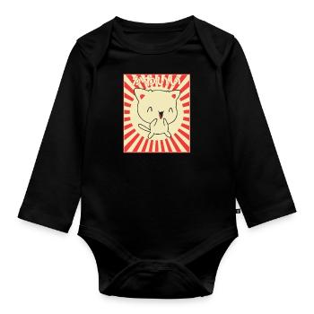 Japanese Kitty - Organic Longsleeve Baby Bodysuit - black - Front