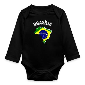 Brazil - Organic Longsleeve Baby Bodysuit - black - Front