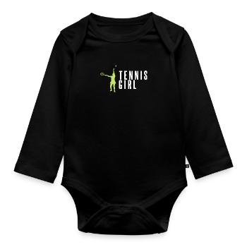 Tennis Girl | Frauen Tennis Geschenkidee - Baby Bio-Langarm-Body - Schwarz - Vorne