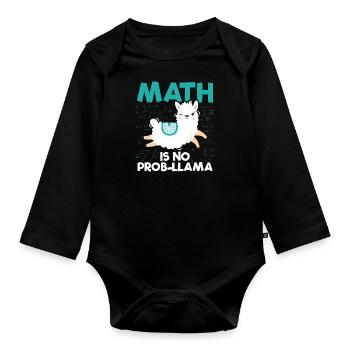 Mathe Lama | Mathematik Lehrer Schule Geschenkidee - Baby Bio-Langarm-Body - Schwarz - Vorne
