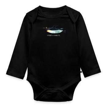 Flying Penguin - Organic Longsleeve Baby Bodysuit - black - Front