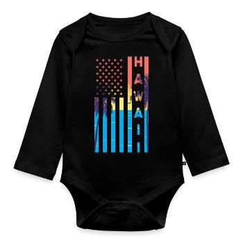 Hawaii Hawaiian Islands Vintage Souvenir - Organic Longsleeve Baby Bodysuit - black - Front