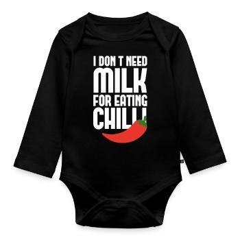 Milch vs Chili - Baby Bio-Langarm-Body - Schwarz - Vorne