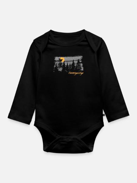 Fichtelgebirge Schneeberg Backöfele Pinselstrich - Baby Bio-Langarm-Body - Schwarz