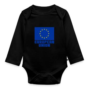 European Union - Organic Longsleeve Baby Bodysuit - black - Front