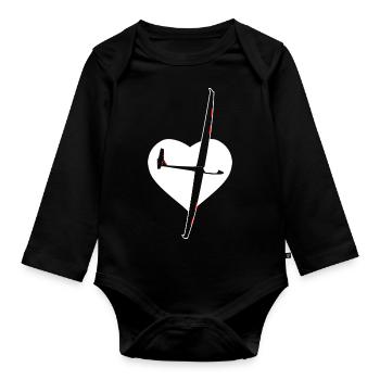 Glider Gliding Gliding Glider Flying - Organic Longsleeve Baby Bodysuit - black - Front