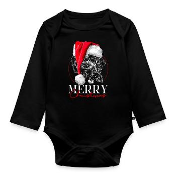 Santa DOODLE Merry Christmas Dogs Dog Wilsigns - Organic Longsleeve Baby Bodysuit - black - Front