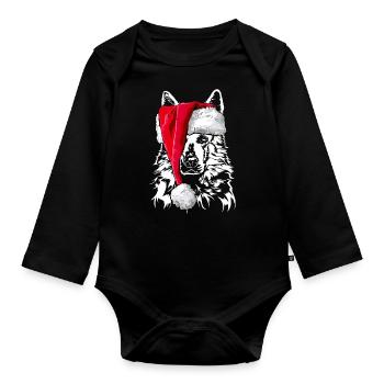 Santa WEISSER SWISS SHEPHERD Christmas - Organic Longsleeve Baby Bodysuit - black - Front