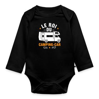 Roi du camping car - cadeau camping car humour - Body Bébé bio manches longues - noir - Devant