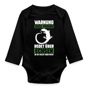 Echsen - Baby Bio-Langarm-Body - Schwarz - Vorne