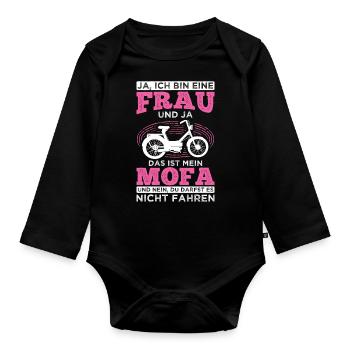 Mofa Moped Geschenk - Baby Bio-Langarm-Body - Schwarz - Vorne