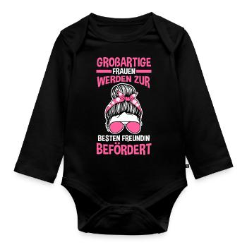 Beste Freundin - Baby Bio-Langarm-Body - Schwarz - Vorne