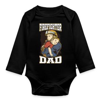 Fire Department Papa Father's Day - Organic Longsleeve Baby Bodysuit - black - Front