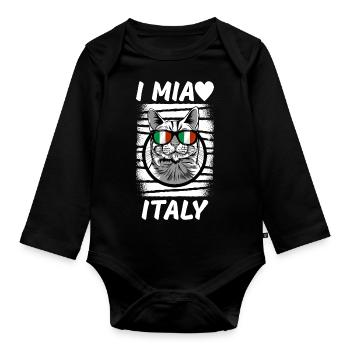 Italie Drapeau Vintage Drapeau Italien Occasion Look - Body Bébé bio manches longues - noir - Devant
