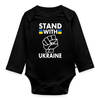stand with ukraine - Organic Longsleeve Baby Bodysuit - black - Front