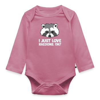 Raton laveur - I just love racoons, ok? - Body Bébé bio manches longues - mauve - Devant