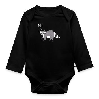 Waschbär - Hi - Baby Bio-Langarm-Body - Schwarz - Vorne