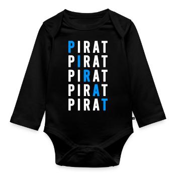 Pirat - Baby Bio-Langarm-Body - Schwarz - Vorne