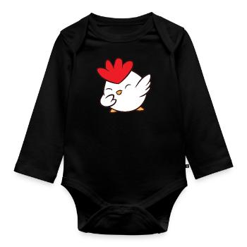 Poulet - Dab, dabbing, dabbing, danse - Body Bébé bio manches longues - noir - Devant