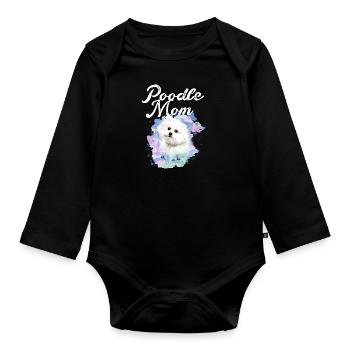 bichon frisé, maltais, chien, aquarelle, caniche maman - Body Bébé bio manches longues - noir - Devant