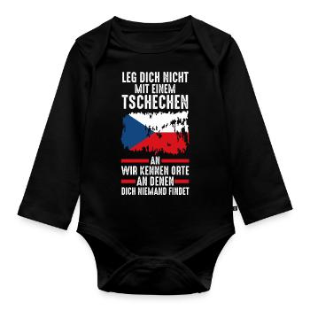 Tschechien Tscheche Tschechisches - Baby Bio-Langarm-Body - Schwarz - Vorne