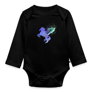 fliegendes pferd,pferd mit flügel,pferd,graffiti - Baby Bio-Langarm-Body - Schwarz - Vorne