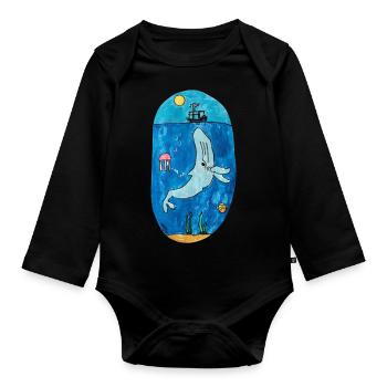 Moby Dick - Baby Bio-Langarm-Body - Schwarz - Vorne