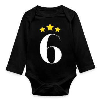 6ème anniversaire étoilé - Body Bébé bio manches longues - noir - Devant