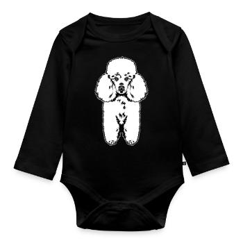 Nette Pudel Hund Skizze Hund Liebhaber Geschenk - Baby Bio-Langarm-Body - Schwarz - Vorne