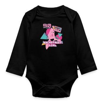 backstreet girl, backstreet, rétro, 90's.90s - Body Bébé bio manches longues - noir - Devant