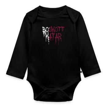 Boycott Qatar,Qatar,Flag, World Cup,Graffiti - Organic Longsleeve Baby Bodysuit - black - Front