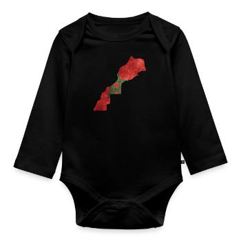 Morocco - national border in national flag - Organic Longsleeve Baby Bodysuit - black - Front