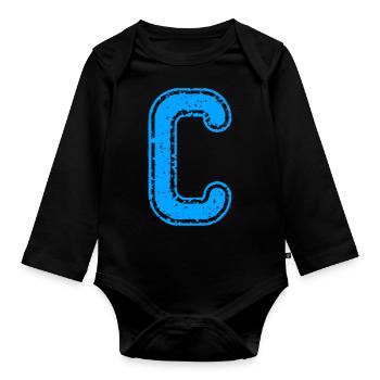 Buchstabe C - Baby Bio-Langarm-Body - Schwarz - Vorne