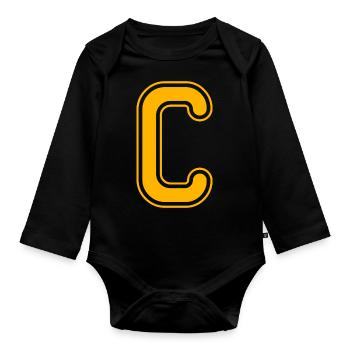 Buchstabe C - Baby Bio-Langarm-Body - Schwarz - Vorne