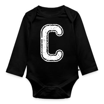 Lettre C - Body Bébé bio manches longues - noir - Devant